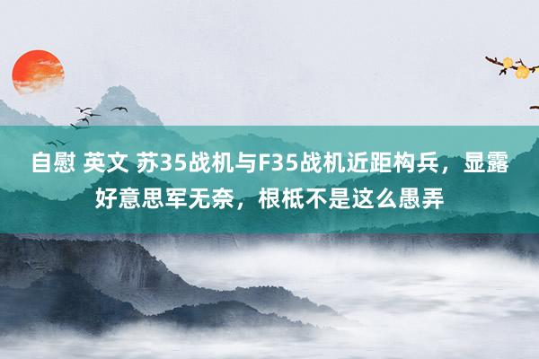 自慰 英文 苏35战机与F35战机近距构兵，显露好意思军无奈，根柢不是这么愚弄