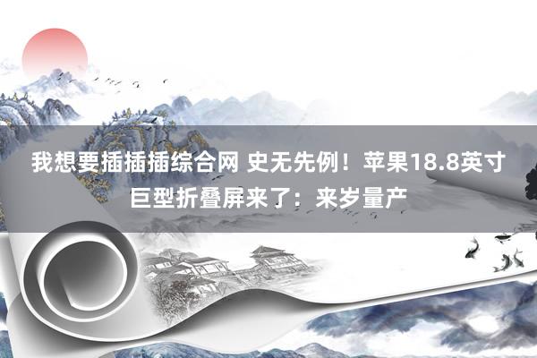 我想要插插插综合网 史无先例！苹果18.8英寸巨型折叠屏来了：来岁量产