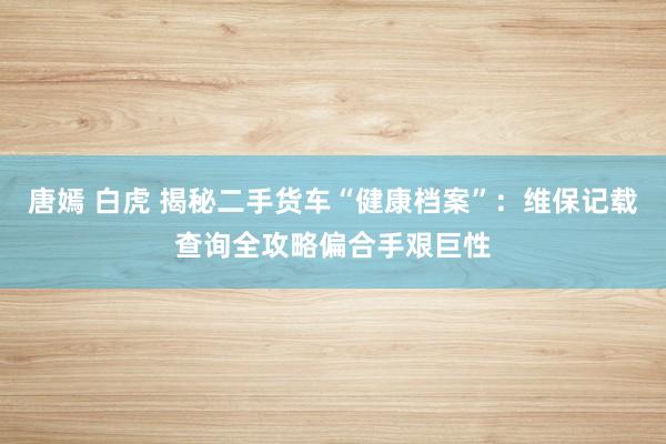 唐嫣 白虎 揭秘二手货车“健康档案”：维保记载查询全攻略偏合手艰巨性