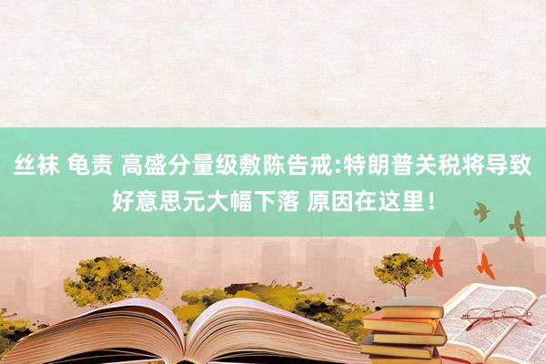 丝袜 龟责 高盛分量级敷陈告戒:特朗普关税将导致好意思元大幅下落 原因在这里！