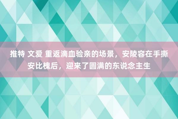 推特 文爱 重返滴血验亲的场景，安陵容在手撕安比槐后，迎来了圆满的东说念主生